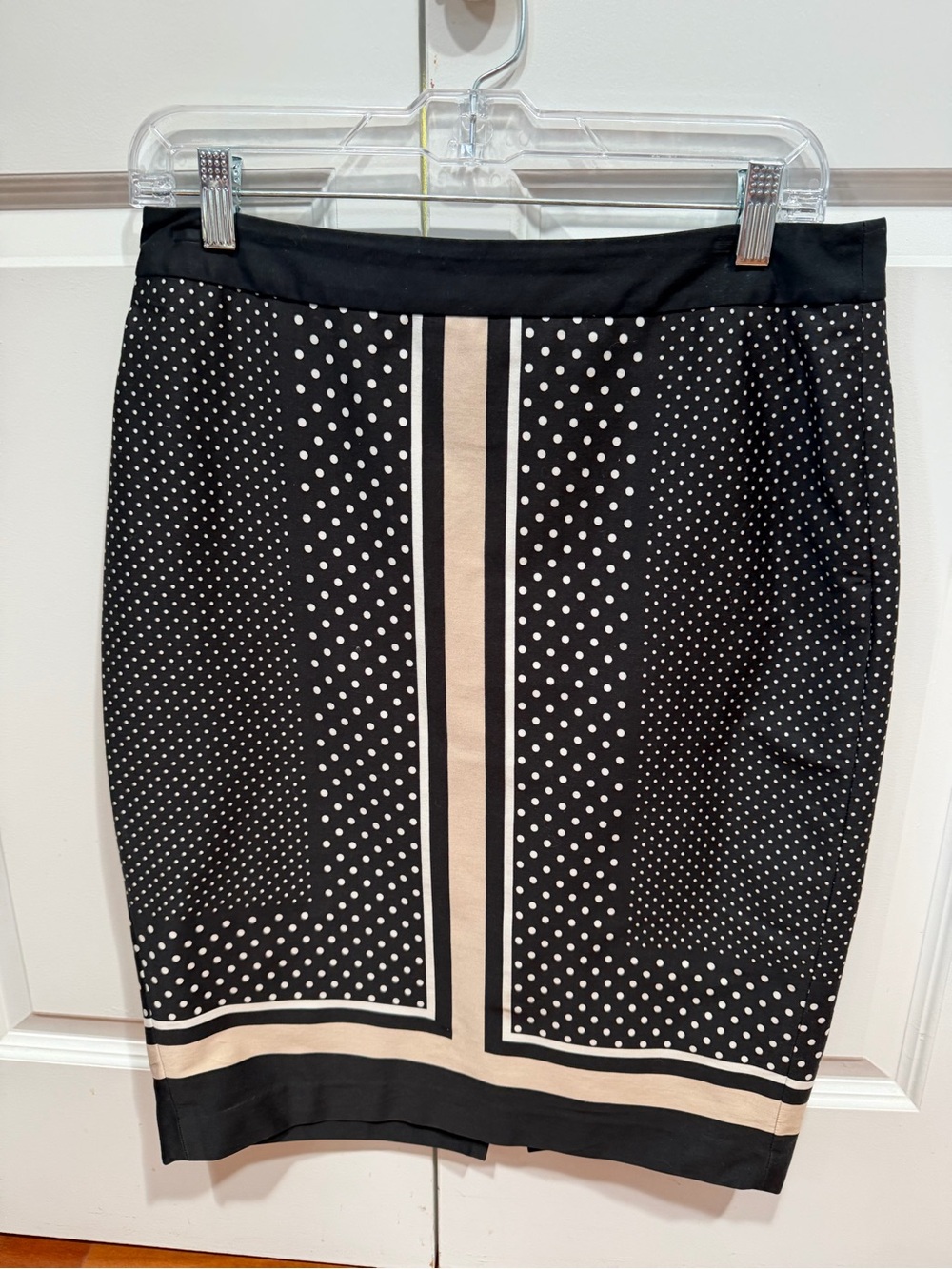 Black and Cream Polka Dot Pencil Skirt